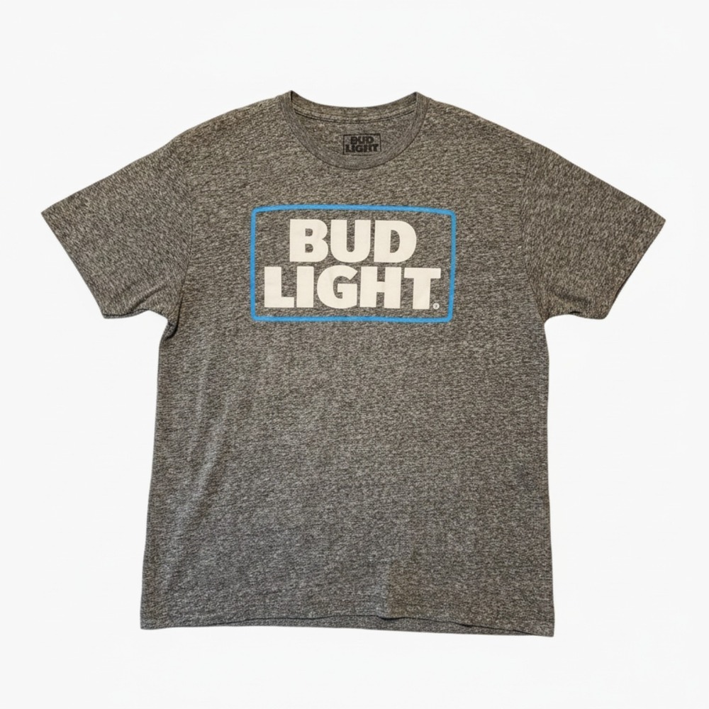 Bud Light Beer Tee Mens Large Gray